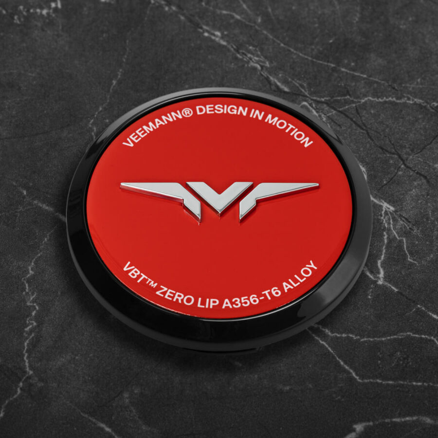 vbt-pcc-red-chrome Veemann Premium Centre Cap Upgrade - Gloss Red / Chrome