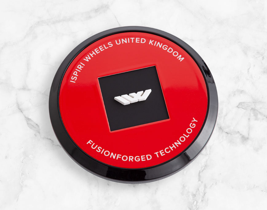 IWEREDwBLK Ispiri Exclusive Centre Cap Upgrade - Gloss Red Black Logo