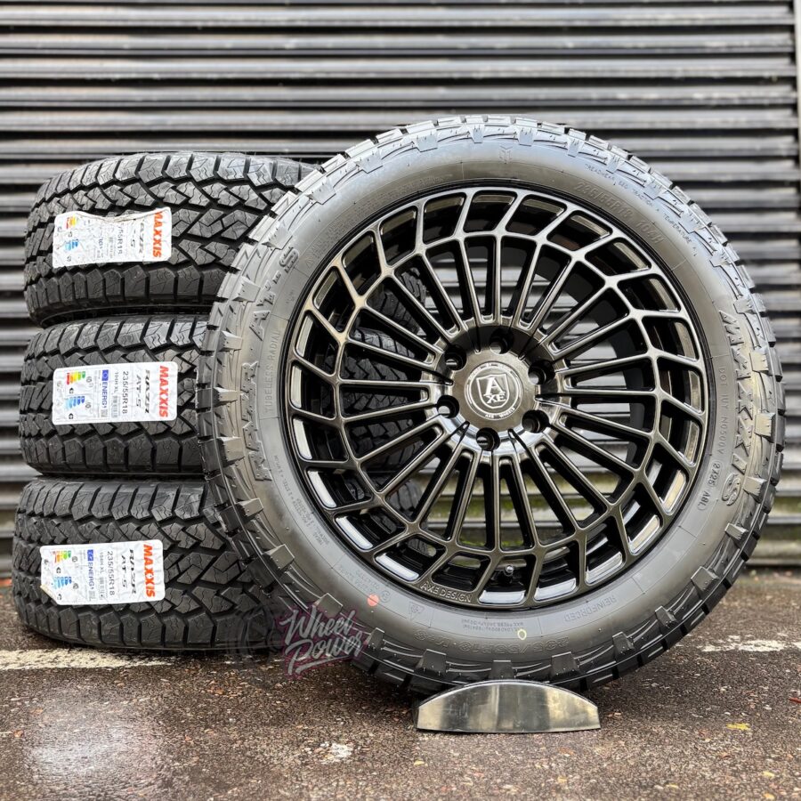 EX45612018Package AXE EX45 Gloss Black 18" 6x120 Tyre Package - VW Transporter T7 & New Ford Transit Custom