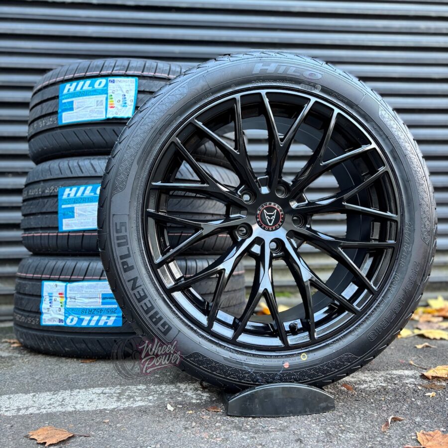 Wolfrace Wolfsburg Gloss Black 18" 5x120 Tyre Package - VW Transporter T5 - T6.1