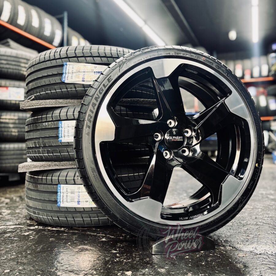 Wolfhart Genesis 2 Black Polished 19" 5x112 - Tyre Package (Clearance)