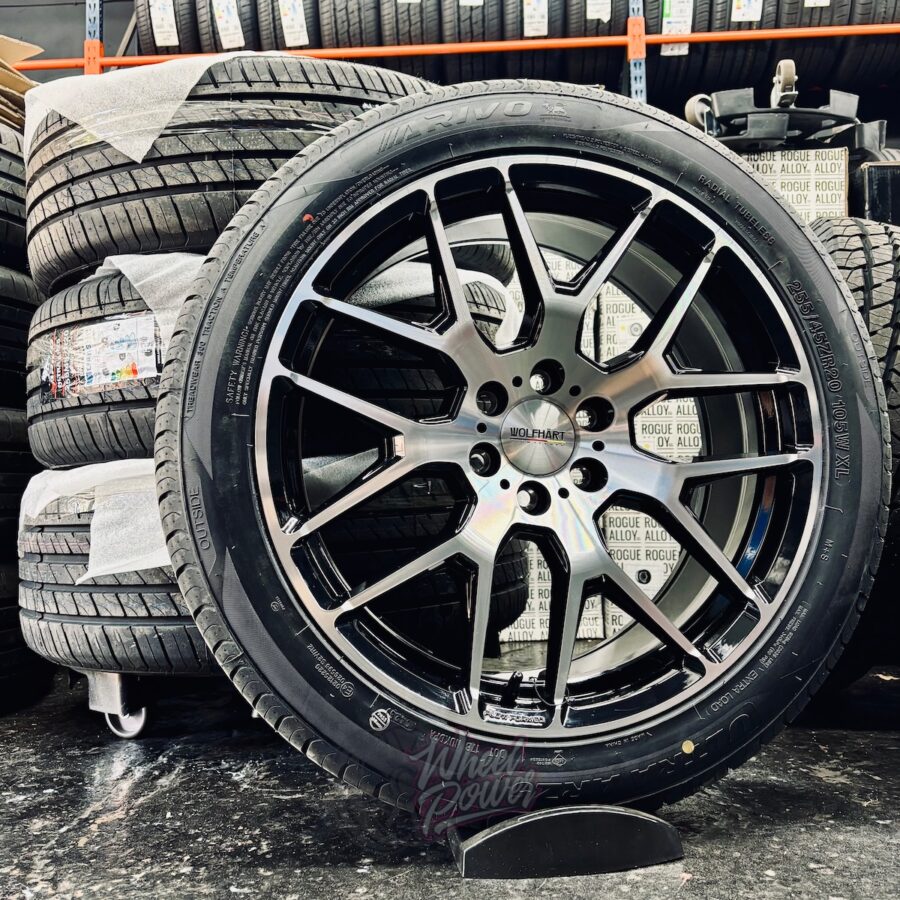 Munich36120 Wolfhart Munich 3 Black Polished 20" 6x120 Tyre Package - VW Transporter T7 & New Ford Transit Custom